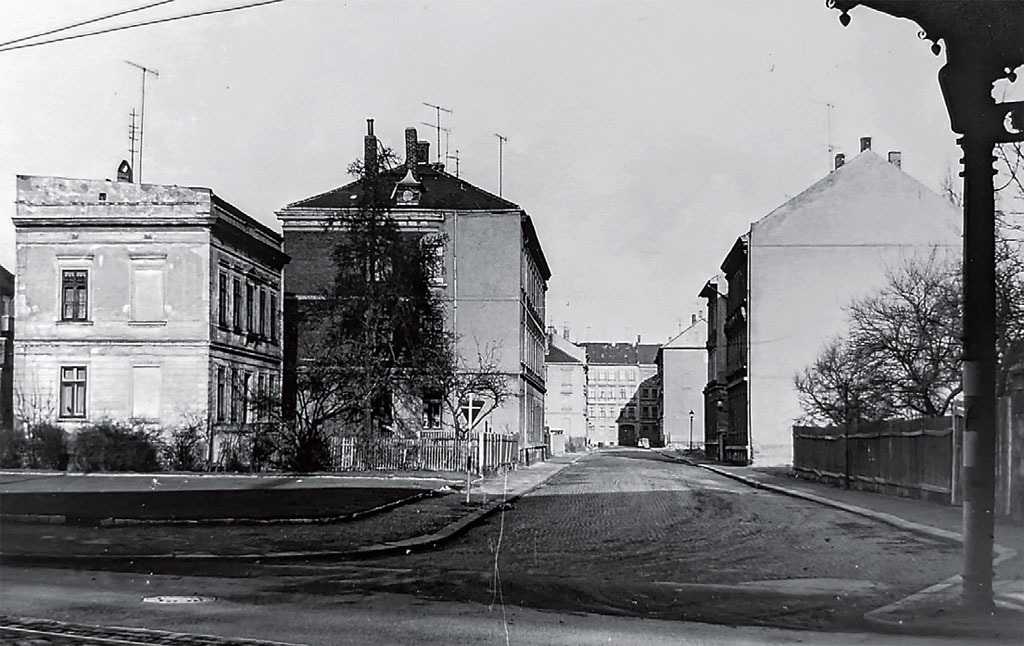 Blick von der Straße der DSF in die Petzscher Straße im April 1970 Foto: Archiv Grundmann