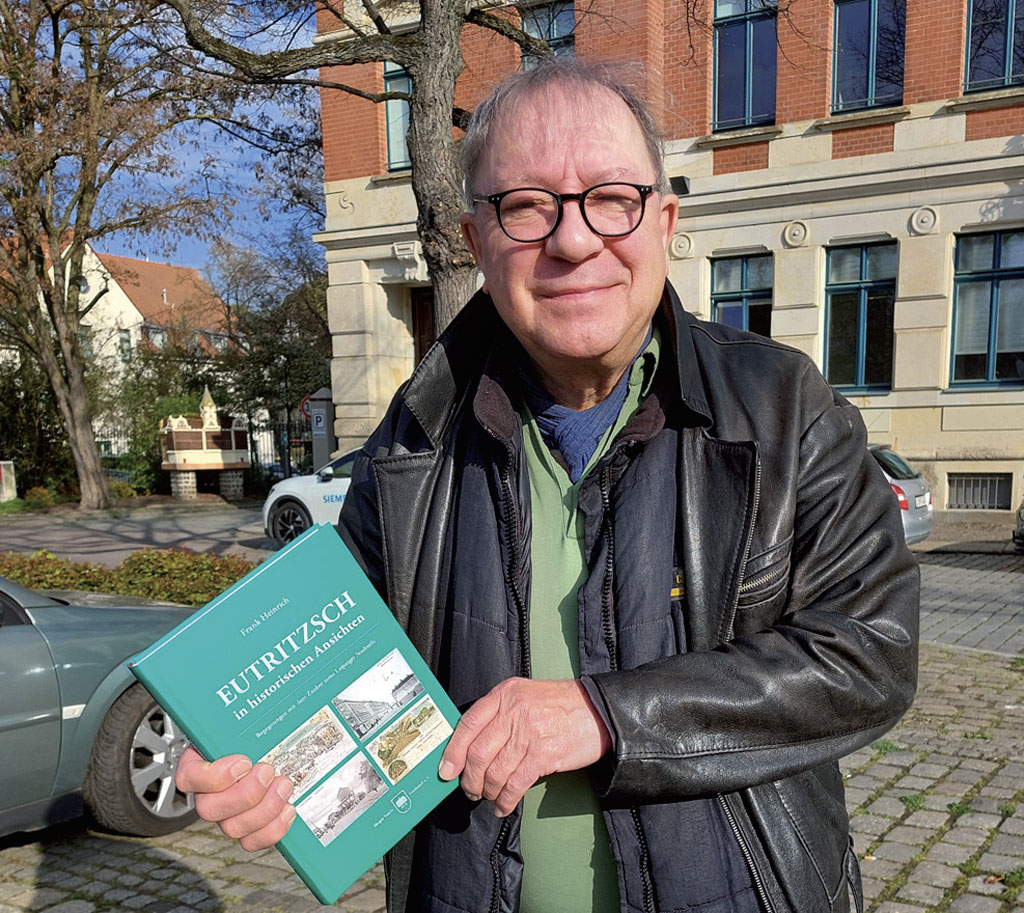 Der Autor Frank Heinrich auf dem Eutritzscher Markt, 16. April 2026
